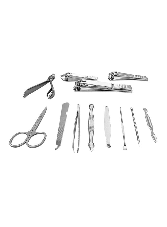 12-Piece Nail Clippers Manicure And Pedicure Set Silver