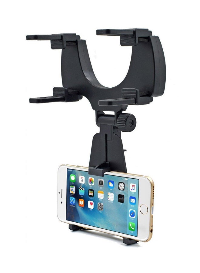 Universal Rearview Mirror Car Mount For Most Mobile Phones Black