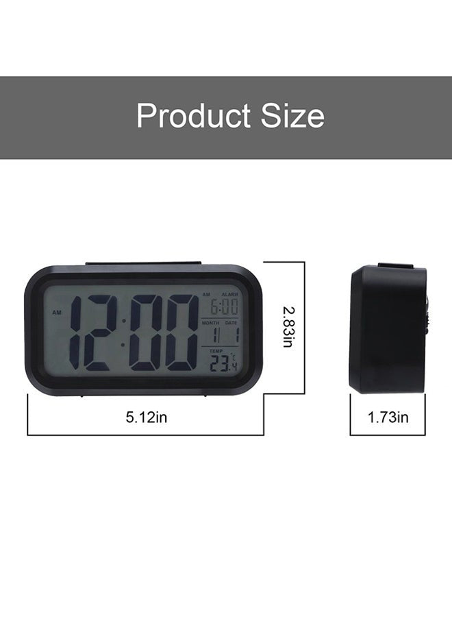 LED Digital Electronic Alarm Clock With Calendar And Thermometer Black