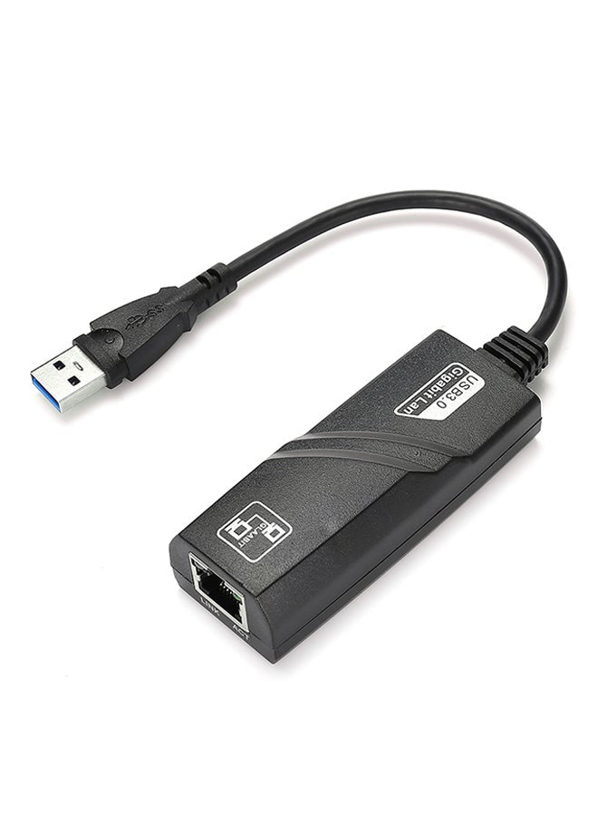 USB 3.0 To 1000Mbps Gigabit RJ45 Ethernet LAN Network Adapter Black