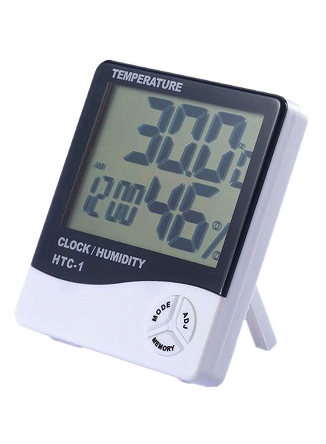 Table Alarm Clock With Thermometer And Hygrometer White/Black