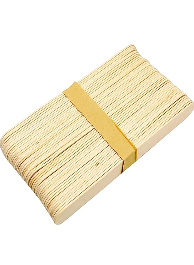 50 Piece Disposable Wooden Wax Applicator Sticks Beige