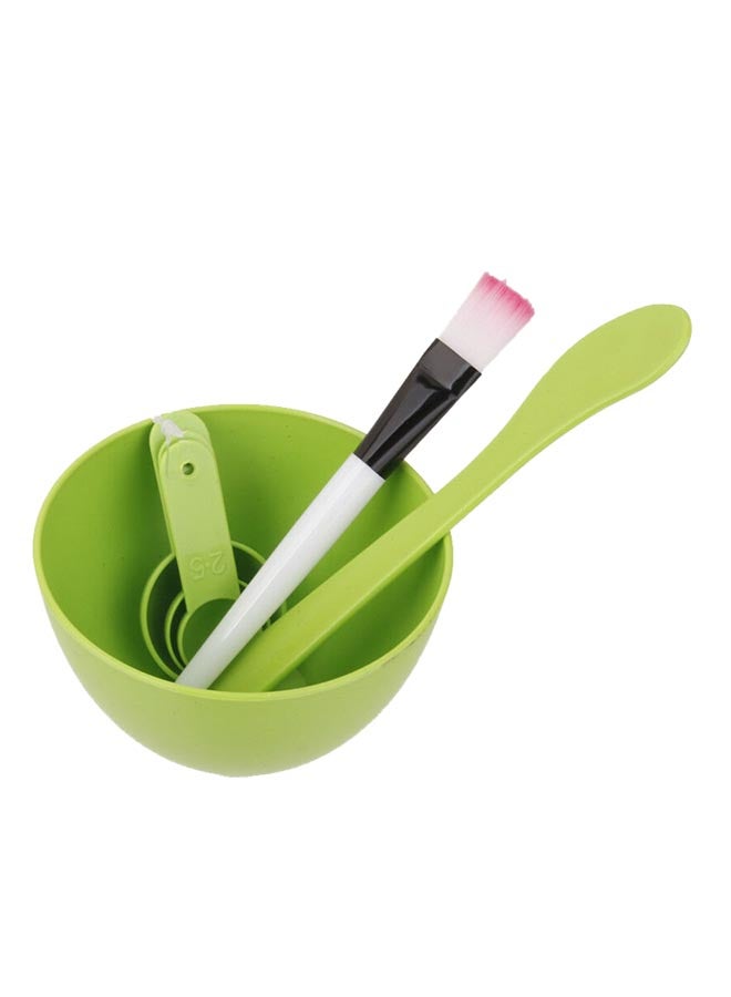 4-In-1 Makeup Mask Bowl Brush Spoon Stick Set Green