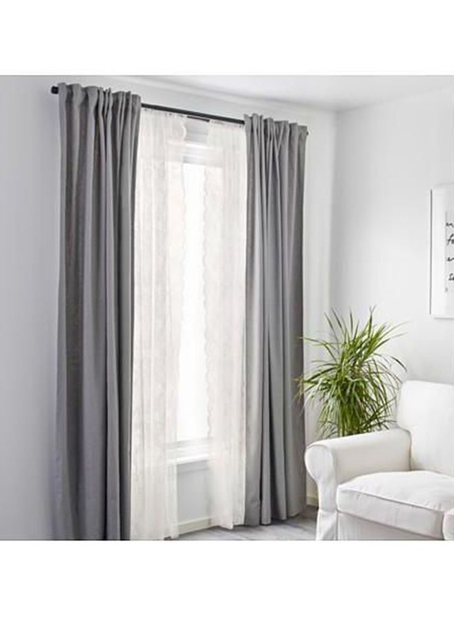 2-Piece Net Window Curtain White 300x145centimeter