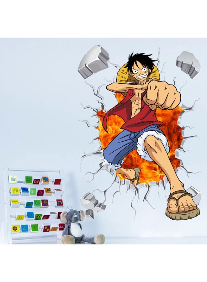 Anime Luffy Self Adhesive Scratch Resistant Removable Wall Sticker Multicolour 70x50centimeter