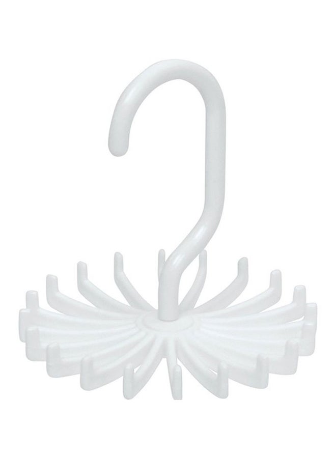 20-Piece Hooks Rotating Tie Scarf Hanger White 11x12centimeter