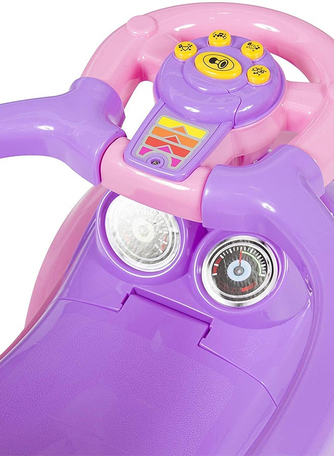 3 In 1 Ride On Toy Car With Barrier And Backrest, Removable Hanlde For Kids