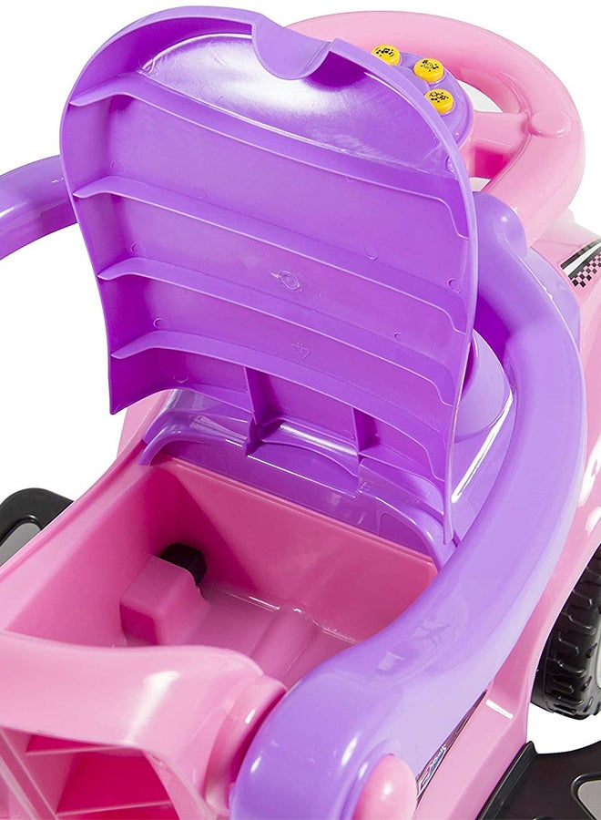 3 In 1 Ride On Toy Car With Barrier And Backrest, Removable Hanlde For Kids