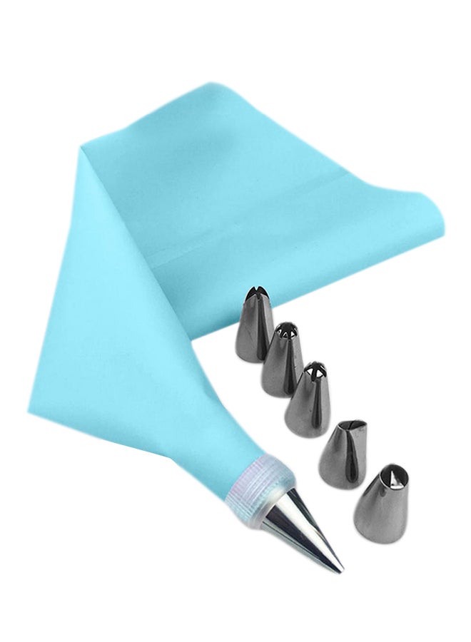 Icing Bag With 6 Piece Nozzle Set Blue 17x15x3centigram