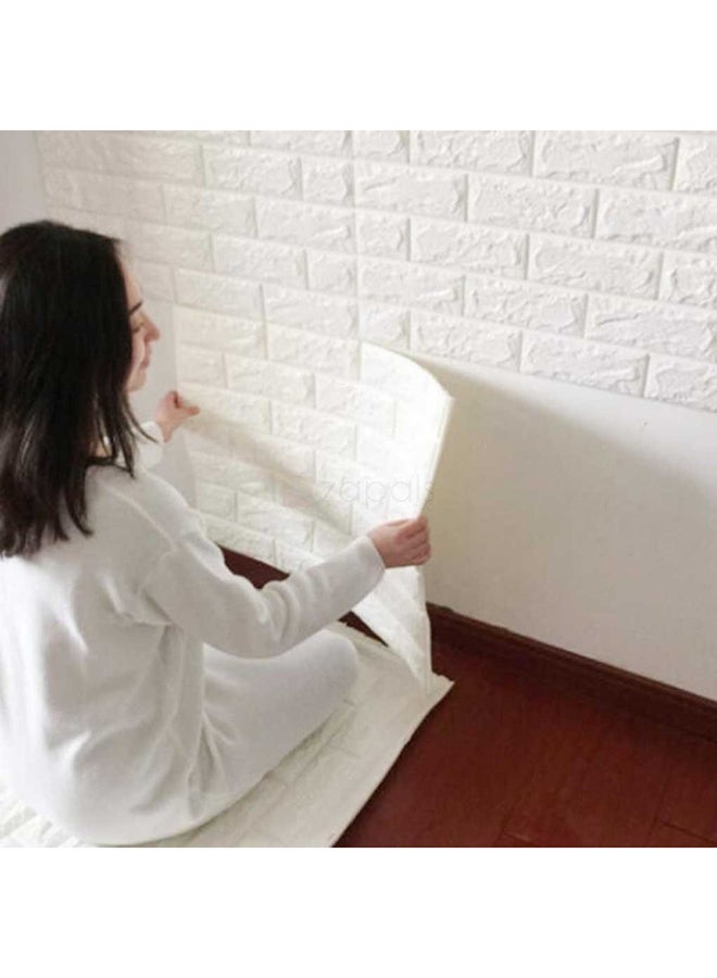 10-Piece 3D Foam Bricks Wallpaper Set White 70x77x0.5cm