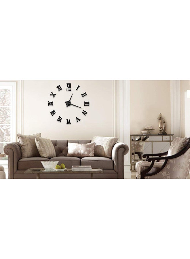 3D Wall Clock With Mirror Number Stickers Black 39x39inch