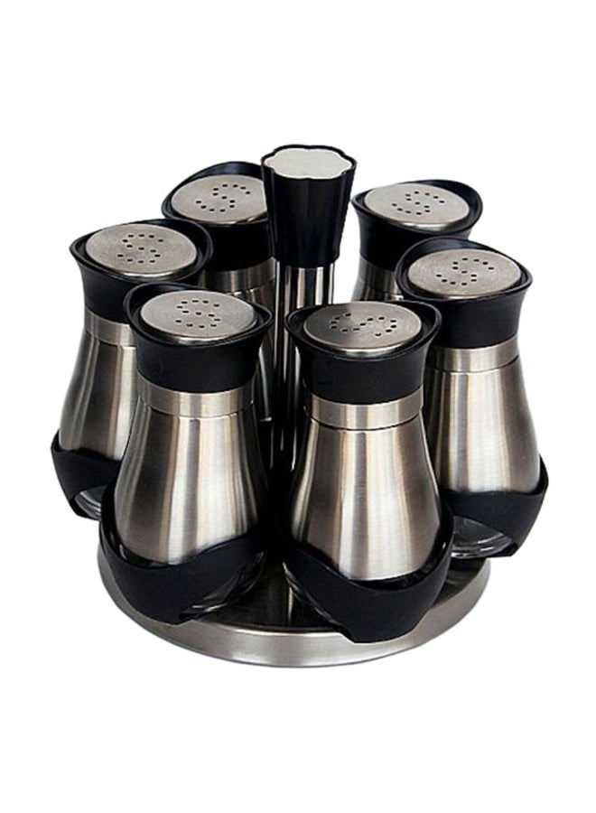 6-Piece Spice Jar Set Silver/Black 6centimeter
