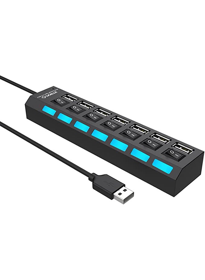 7-Port USB Hub With On/Off Switch Black
