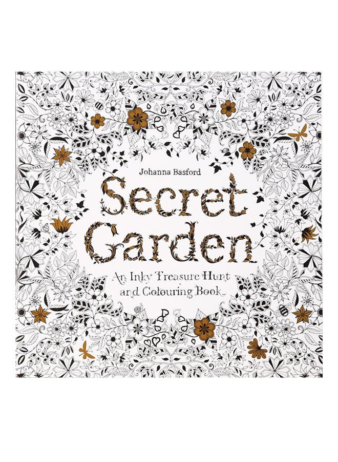 Secret Garden: An Inky Treasure Hunt And Colouring Book,25X25 cm,96 Sheets White/Black/Yellow