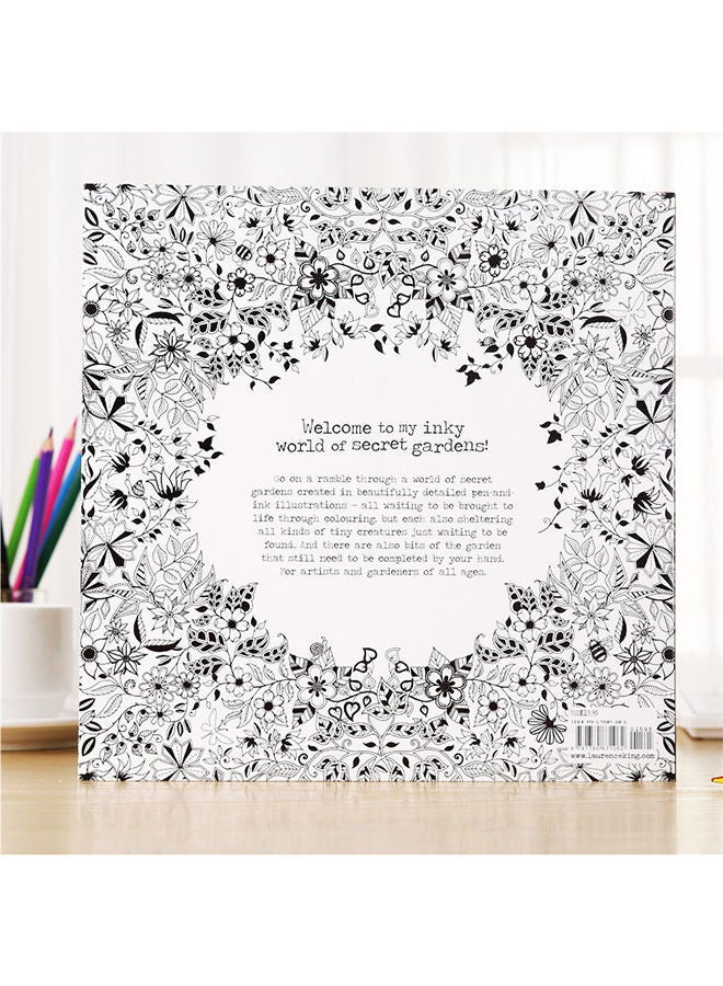Secret Garden: An Inky Treasure Hunt And Colouring Book,25X25 cm,96 Sheets White/Black/Yellow