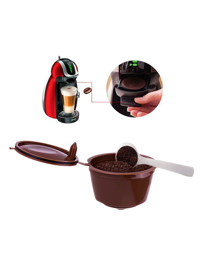 2-Piece Refillable Coffee Capsule With Spoon Brown 11¡Á6¡Á4centimeter