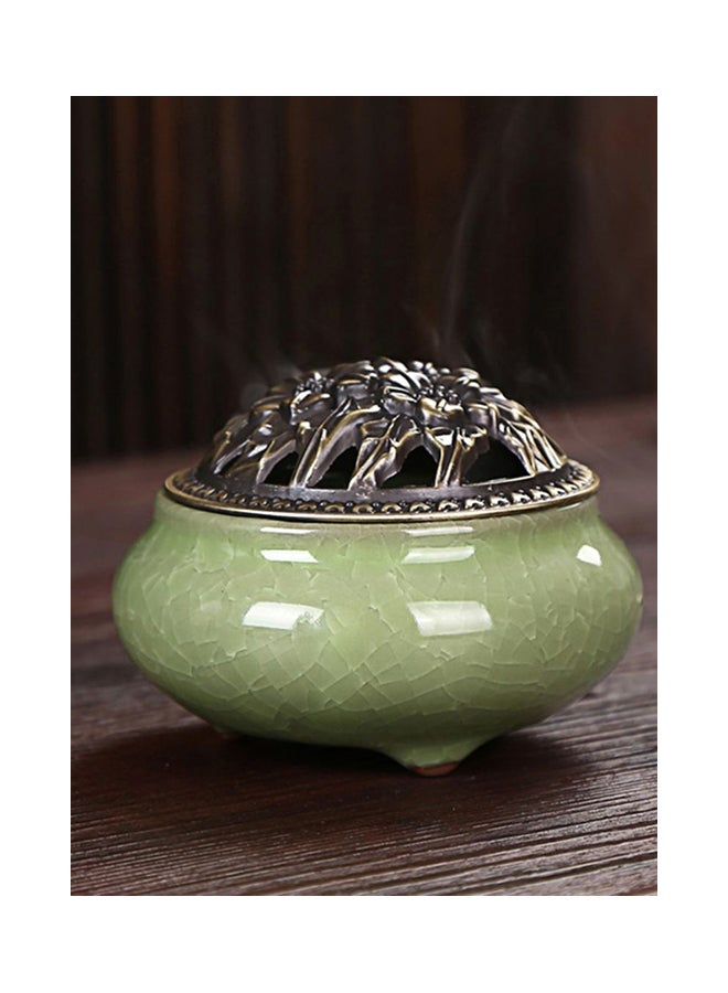 Ceramic Stoneware Incense Burner Green 10x7.2centimeter