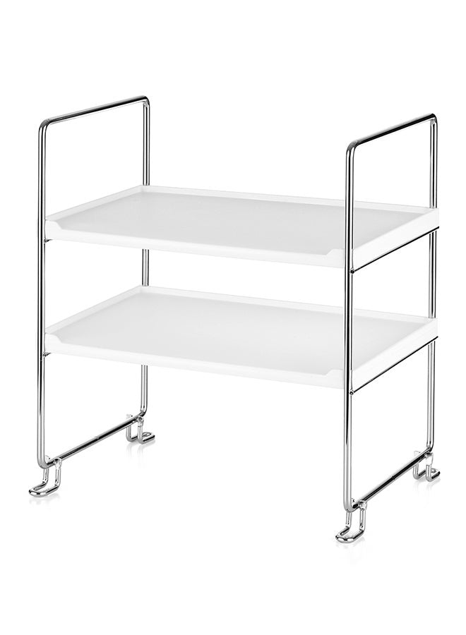2-Tier Freestanding Storage Rack White/Silver