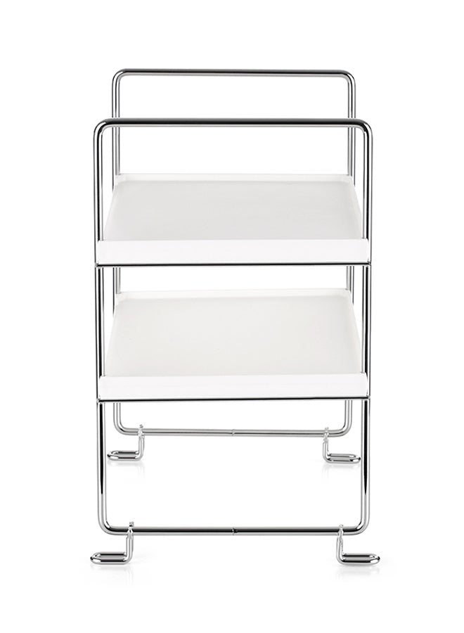 2-Tier Freestanding Storage Rack White/Silver