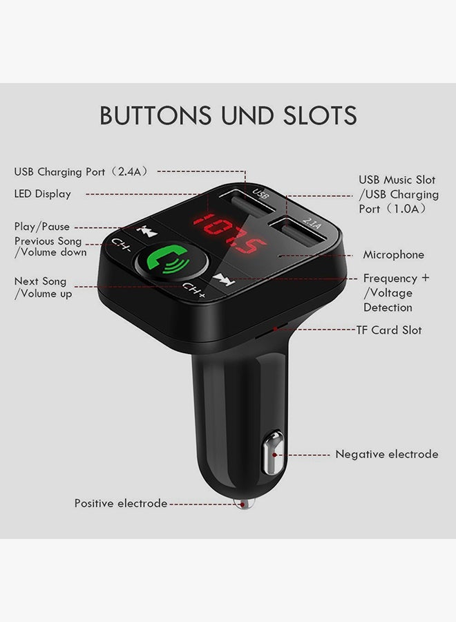 Car Audio Modulator Wireless BT Handsfree FM With USB Auto Charge