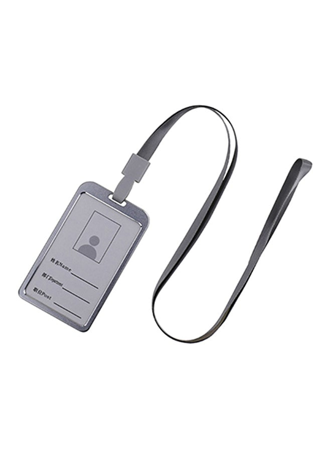 Vertical Style Lanyard ID Card Holder Silver