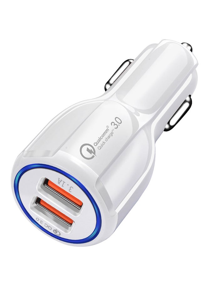 2-USB Port Quick Car Charger White