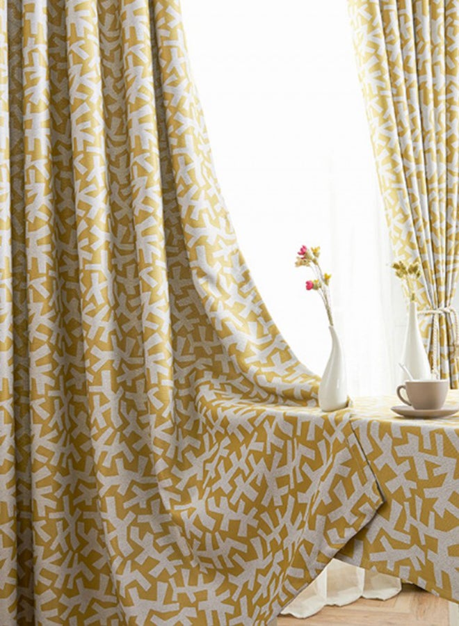 Nordic Style Tree Branch Printed Blackout Curtain Yellow 200 x 270centimeter