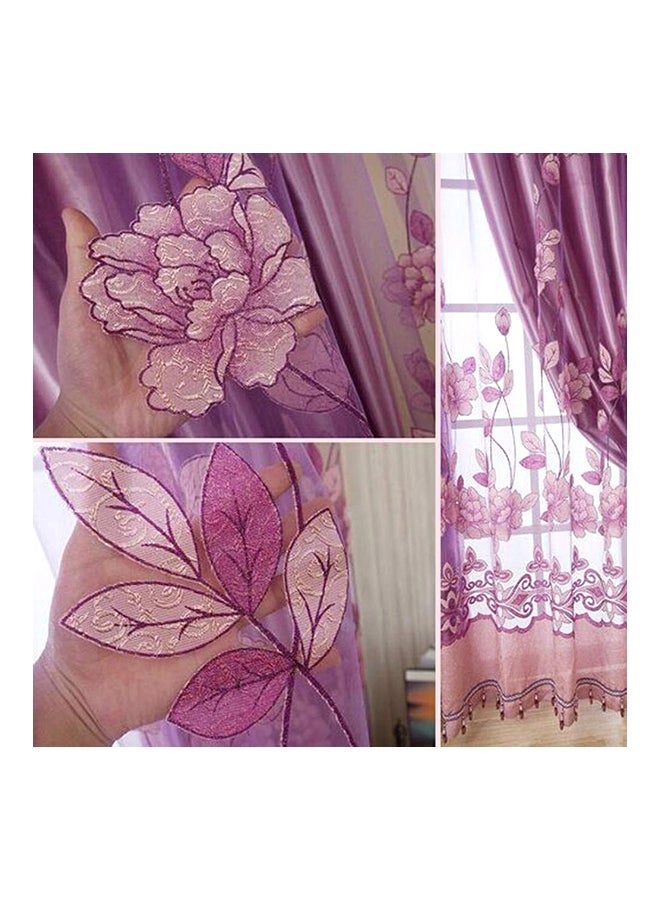 Rich Jacquard Printed Floral Curtain Purple 100 x 250centimeter