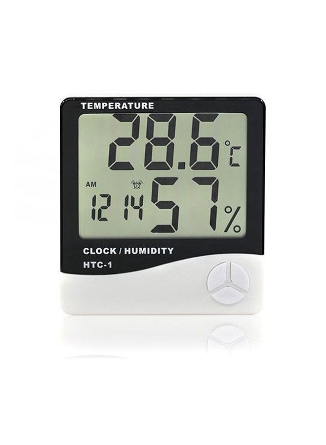 Wall Hanging Digital LCD Thermometer Hygrometer White/Black 10x10.8x2centimeter