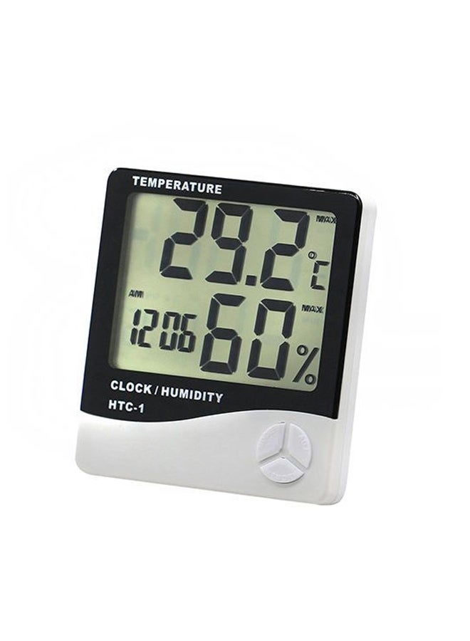 Wall Hanging Digital LCD Thermometer Hygrometer White/Black 10x10.8x2centimeter