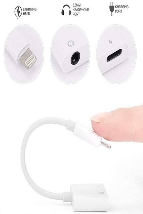 Headphone And Charger Adapter Jack For Apple iPhones White
