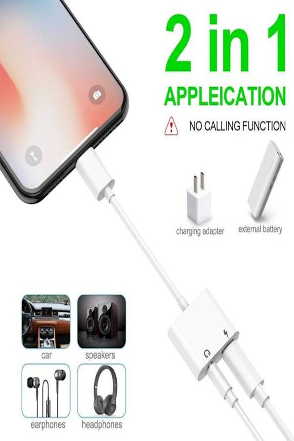 Headphone And Charger Adapter Jack For Apple iPhones White