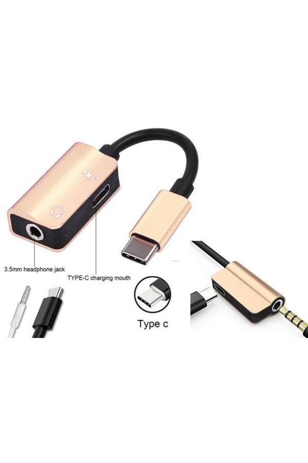 2-In 1 USB Type C Headphone Audio Jack Adapter For Xiaomi Huawei Mate Gold/Black/Silver