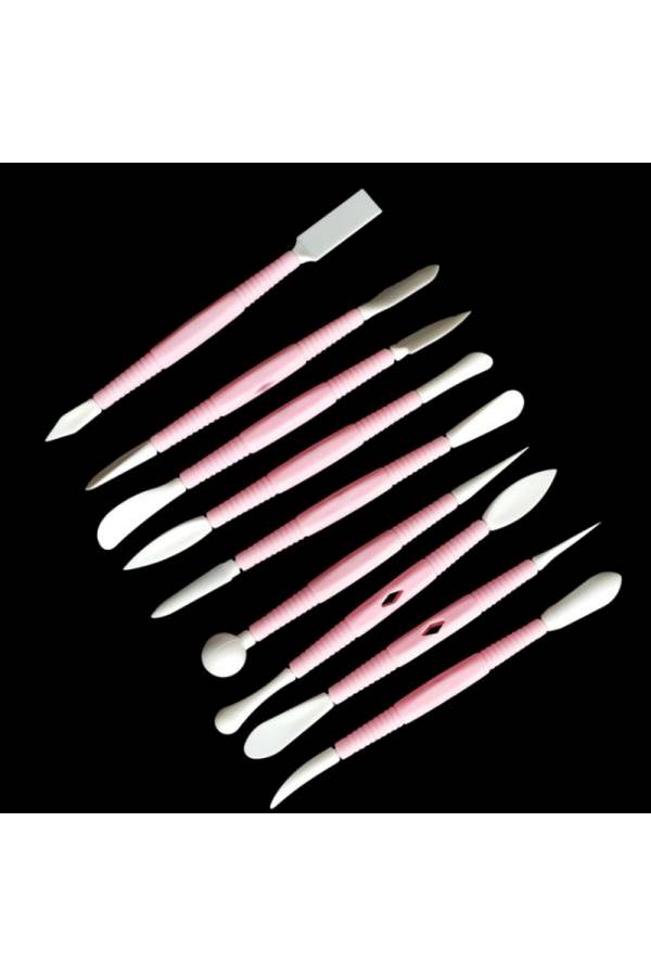 9-Piece Double Headed Pottery Clay Sculpture Tools Pink/White