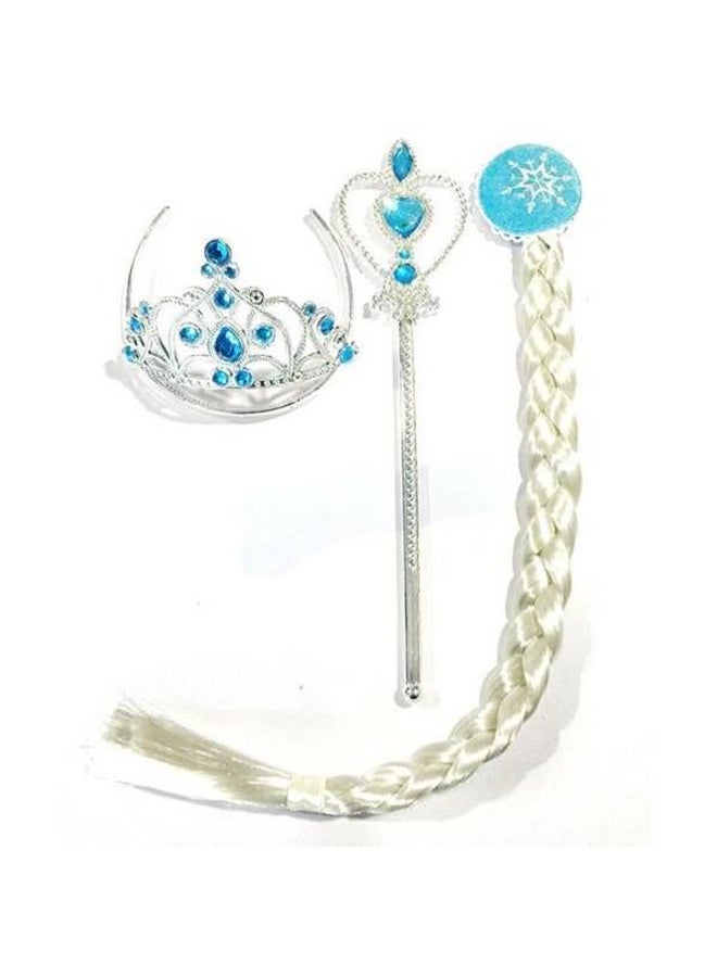 3-Piece Elsa Frozen Costume With Accessories Set Includes Crown, Gloves Etc 20 x 3 x 22cm