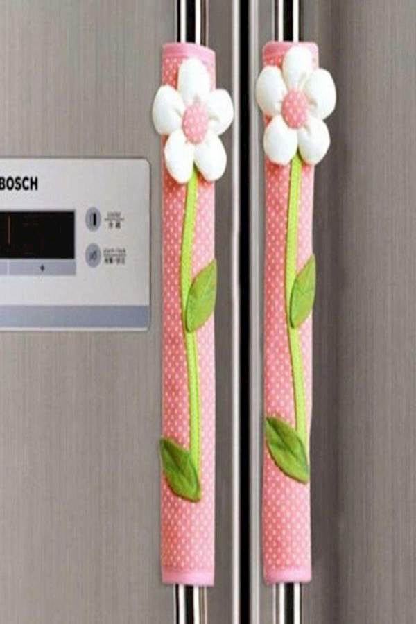 2 Pcs Flower Polka Dot Door/Refrigerator Handle Cover