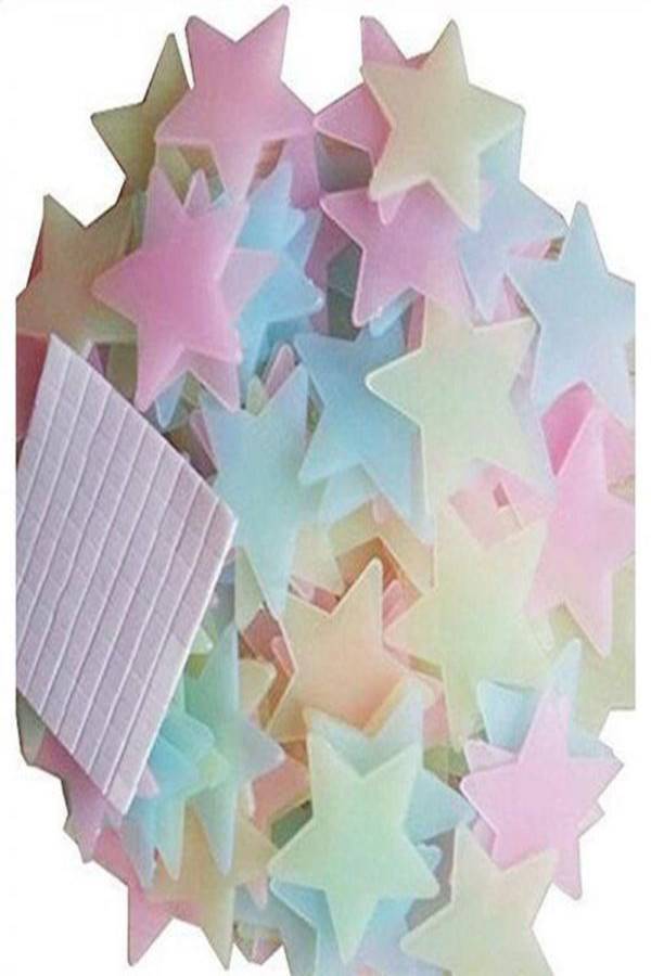 100 Piece 3D Stars Glow In The Dark Wall Stickers