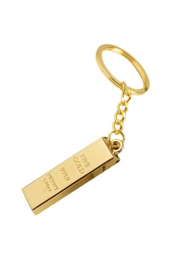 Brick Shaped Keychain Gold