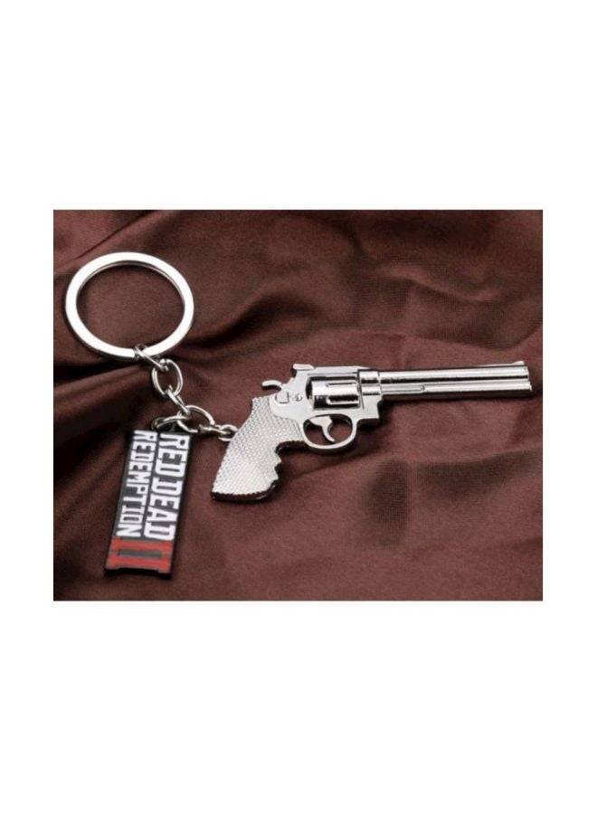 Red Dead Redemption 2 Gun Keychain Ring Silver/Red/Black