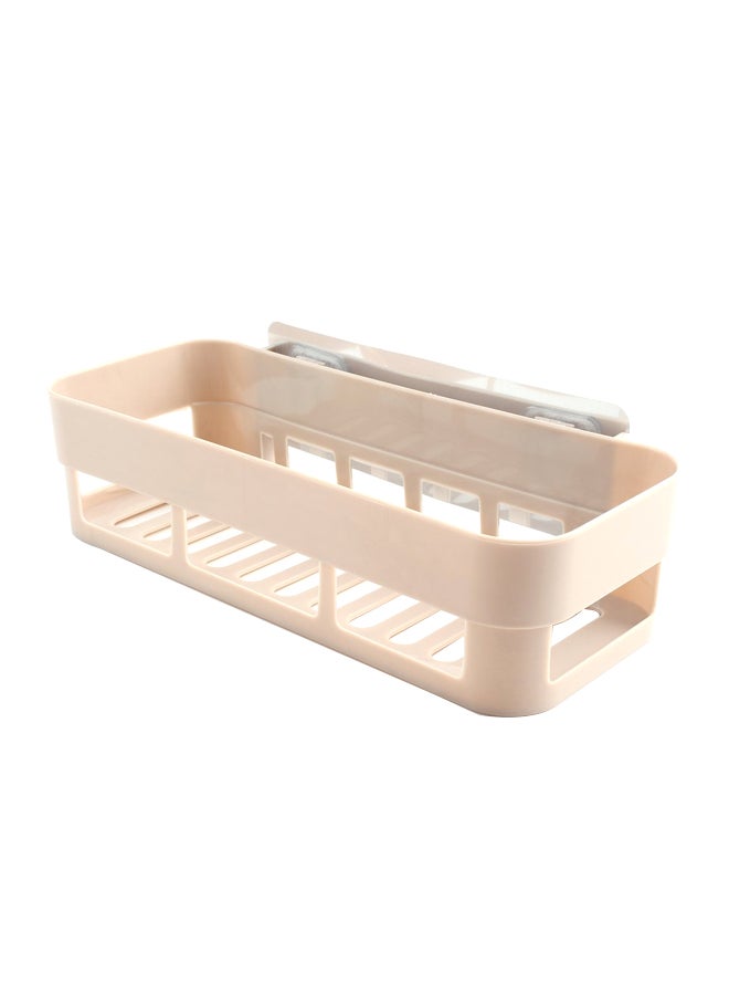 Kitchen Bathroom Basket Shelf Storage Rack Beige 26x7x11centimeter