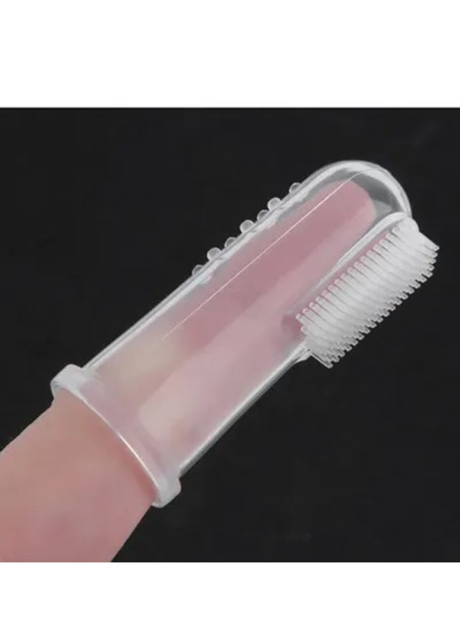 Gum Teeth And Tongue Cleaning Finger Cap Durable Brush For Baby - Clear