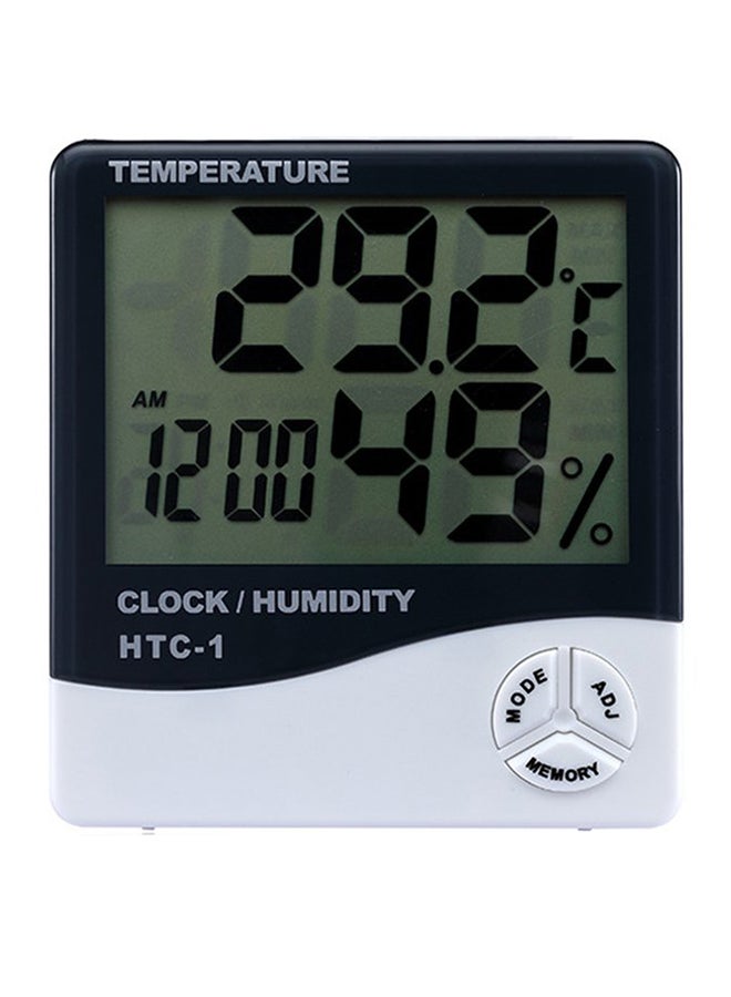 HTC-1 Alarm Clock Indoor Digital Temperature Humidity Meter Weather Station Black/White