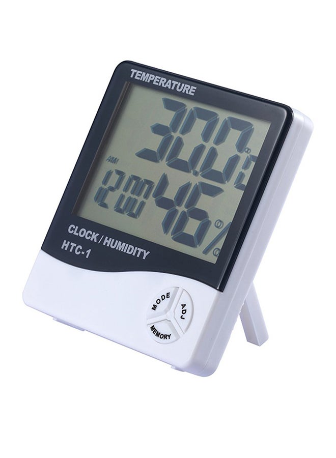 HTC-1 Alarm Clock Indoor Digital Temperature Humidity Meter Weather Station Black/White