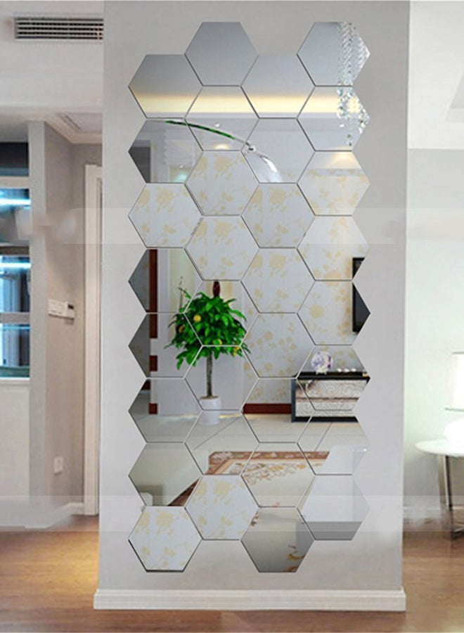 Hexagonal 3D Mirrors Wall Stickers Home Decor Living Room Mirror Wall Sticker Clear