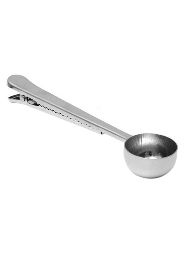 Coffee Scoop Measuring Spoon With Clip Silver 160x35x25mm