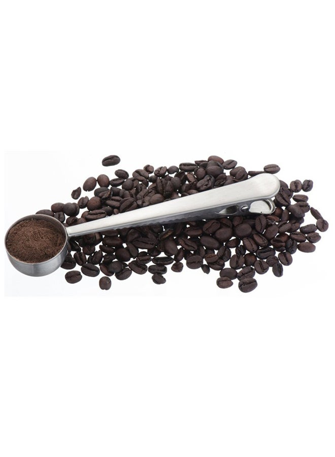 Coffee Scoop Measuring Spoon With Clip Silver 160x35x25mm
