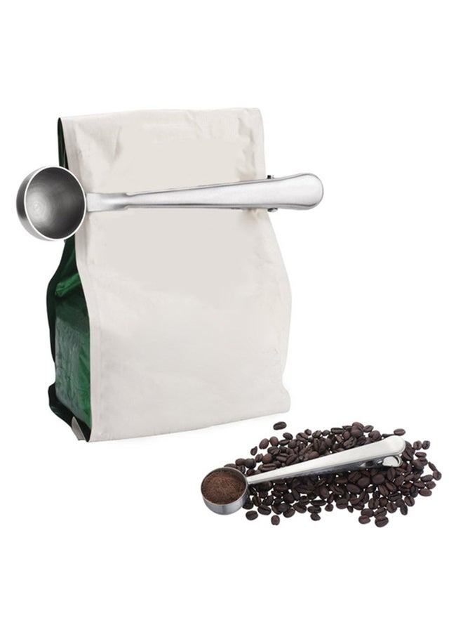 Coffee Scoop Measuring Spoon With Clip Silver 160x35x25mm