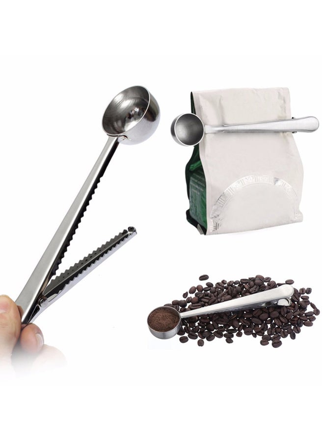 Coffee Scoop Measuring Spoon With Clip Silver 160x35x25mm