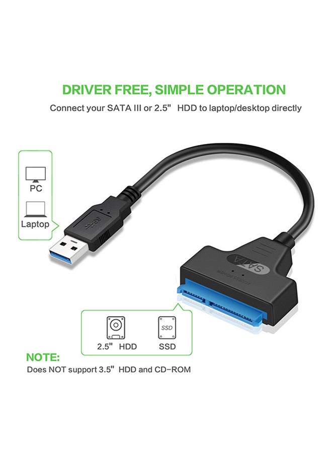 Usb 3.0 To Sata Adapter Converter Cable Black