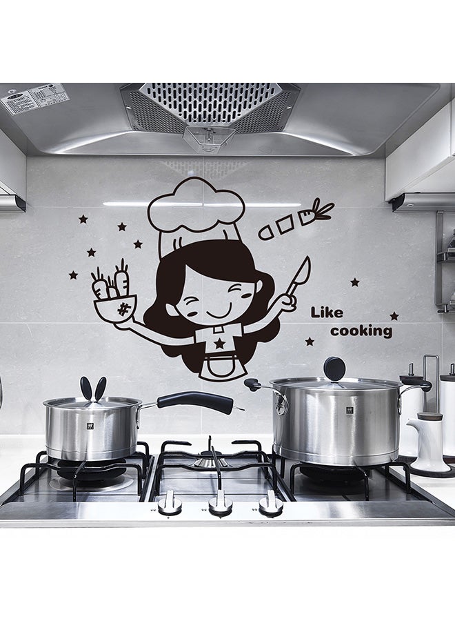 Cute Chef Chopping  Kitchen Wall Sticker Multicolour 20x30centimeter
